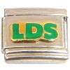 T569green LDS Letters Green Italian Charm