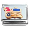 T597 Train Engine Red Blue Italian Charm