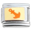 T611orange Ship Boat Anchor Orange Italian Charm