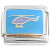 T628 Flying Helicopter Purple Blue Italian Charm