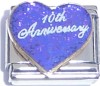10th Anniversary Purple Heart Italian Charm