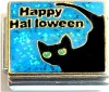 Happy Halloween Black Cat Italian Charm
