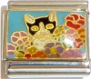 CT9325 Cat and Flowers Italian Charm