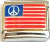 CT6443 Peace Sign on US Flag Italian Charm