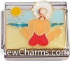 CT9493 Woman In Red Bathing Suit Yellow Sun Italian Charm