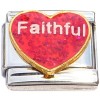 CT9842 Faithful on Red Heart Italian Charm