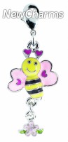 CE041 Bee Love Bug Enamel Dangle