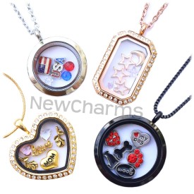 Floating Locket Charms - Alloy and Stainless Steel Lockets