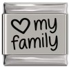 SL010 Love My Family Heart Laser Engraved Italian Charm 