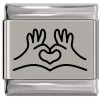 SL973 Hands Making Heart Sign Love Laser Engraved Italian Charm