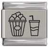 SL976 Popcorn and Soda Drink Laser Engraved Italian Charm