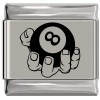 SL984 Eight Ball Hand Laser Engraved Italian Charm