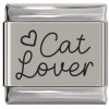 SL990 Cat Lover Heart Laser Engraved Italian Charm