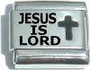 CB002 Jesus is Lord Black Cross Laser Italian Charm