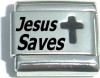 CB005 Jesus Saves Black Cross Laser Italian Charm