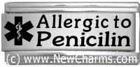 Allergic to Penicilin Medical Alert Italian Charm