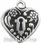 JT142 Silver Heart Lock ORing Charm