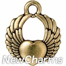 JT160 Gold Winged Heart O-Ring Charm 