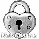 JT207 Silver Heart Lock O-Ring Charm 