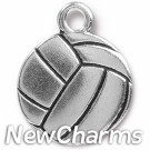 JT316 Silver Volleyball O-Ring Charm 