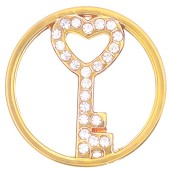 DA969 Key Heart in Gold for 30mm Locket