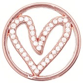 DA976 Heart in Circle Plate in Rose Gold for 30mm Locket