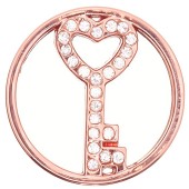 DA977 Key Heart Plate in Rose Gold for 30mm Locket