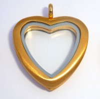 AX109 Big Heart Locket Brushed Gold with Necklace