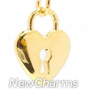 CH103 Shiny Gold Heart Lock Dangle