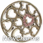 DR803 Disk Silver Hearts Pink Stones