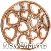 DR805 Disk Rose Gold Hearts Clear Stones