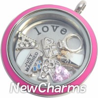 TS10  Twist Stainless Steel Silver Big Round Loose Floating Locket