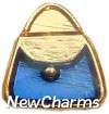 H1019bluegold Blue Purse On Gold Floating Locket Charm