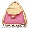 HS1016pg Pink Purse on Gold Floating Locket Charm