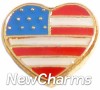 H1051 USA Flag Heart Floating Locket Charm