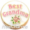 H1144 Best Grandma with Rose Floating Locket Charm