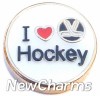 H1171 I Love Hockey Floating Locket Charm