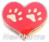 H1214rg Gold Paws Red Heart Floating Locket Charm