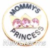 H1227 Mommy's Princess Gold Trim Floating Locket Charm