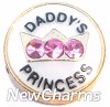 H1228 Daddy's Princess Gold Trim Floating Locket Charm
