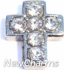 H1257 Silver Cross With Clear Stones Floating Locket Charm