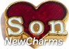 H1365 Son On Red Heart Gold Trim Floating Locket Charm