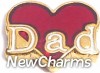 H1366 Dad On Red Heart Gold Trim Floating Locket Charm