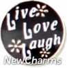 H1396 Live Love Laugh Black Floating Locket Charm