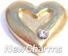 H1408 Gold Heart With Stone Floating Locket Charm