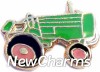 H1521green Tractor in Green Floating Locket Charm