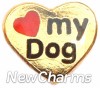 H1659G Love My Dog Gold Heart Floating Locket Charm