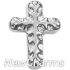 H3107 Patterned Silver Cross Floating Locket Charm