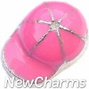 H4143 Pink Baseball Hat Floating Locket Charm
