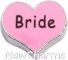 H4543 Bride Pink Heart Floating Locket Charm